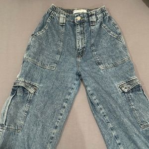 garage washed cargo jeans with pocket detailing